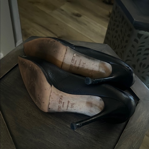 🛑 1 hour sale. Jimmy Choo, 37.5 (US 7), Black leather, Rhinestone Heels, w/ COA - Picture 4 of 7